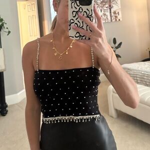 Boutique rhinestone cami crop top